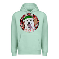 Seafoam Christmas White Shepherd With Buffalo Plaid Premium Hoodie - RanaPortraitStore