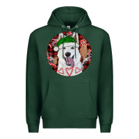 Sports Green Christmas White Shepherd With Buffalo Plaid Premium Hoodie - RanaPortraitStore