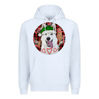 White Christmas White Shepherd With Buffalo Plaid Premium Hoodie - RanaPortraitStore