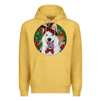 Antique Gold Christmas White Shepherd With Cowhide Premium Hoodie - RanaPortraitStore
