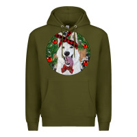 Army Green Christmas White Shepherd With Cowhide Premium Hoodie - RanaPortraitStore