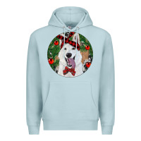 Blue Mist Christmas White Shepherd With Cowhide Premium Hoodie - RanaPortraitStore