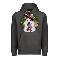 Charcoal Heather Christmas White Shepherd With Cowhide Premium Hoodie - RanaPortraitStore