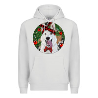 Dove Grey Christmas White Shepherd With Cowhide Premium Hoodie - RanaPortraitStore