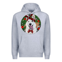 Heather Grey Christmas White Shepherd With Cowhide Premium Hoodie - RanaPortraitStore