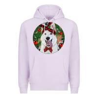Lilac Christmas White Shepherd With Cowhide Premium Hoodie - RanaPortraitStore