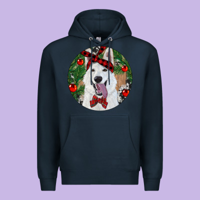 Premium Hoodie Christmas White Shepherd With Cowhide