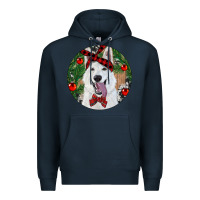 Navy Christmas White Shepherd With Cowhide Premium Hoodie - RanaPortraitStore