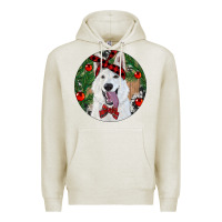 Oatmeal Heather Christmas White Shepherd With Cowhide Premium Hoodie - RanaPortraitStore