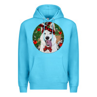 Ocean Blue Christmas White Shepherd With Cowhide Premium Hoodie - RanaPortraitStore