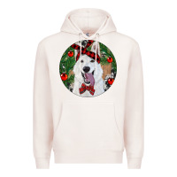 Pale Pink Christmas White Shepherd With Cowhide Premium Hoodie - RanaPortraitStore