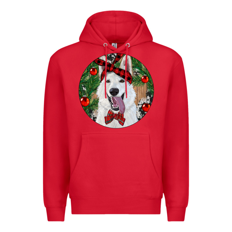 Christmas White Shepherd With Cowhide Premium Hoodie by RanaPortraitStore | Teevron