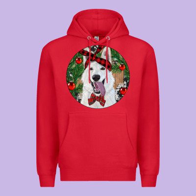 Premium Hoodie Christmas White Shepherd With Cowhide