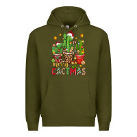 Army Green christmas cactus merry cactmas Premium Hoodie - Zillion Design Studio