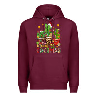 Burgundy christmas cactus merry cactmas Premium Hoodie - Zillion Design Studio