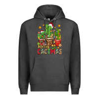 Charcoal Heather christmas cactus merry cactmas Premium Hoodie - Zillion Design Studio