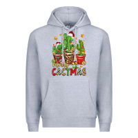 Heather Grey christmas cactus merry cactmas Premium Hoodie - Zillion Design Studio