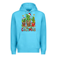 Ocean Blue christmas cactus merry cactmas Premium Hoodie - Zillion Design Studio