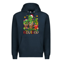 Navy christmas cactus feliz navidad Premium Hoodie - Zillion Design Studio
