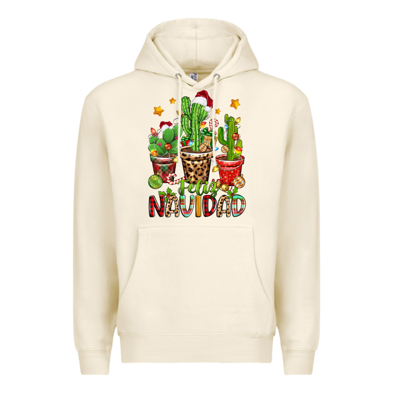 Christmas Cactus Feliz Navidad Premium Hoodie by Zillion Design Studio | Teevron