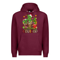 Burgundy christmas cactus feliz navidad Premium Hoodie - Zillion Design Studio