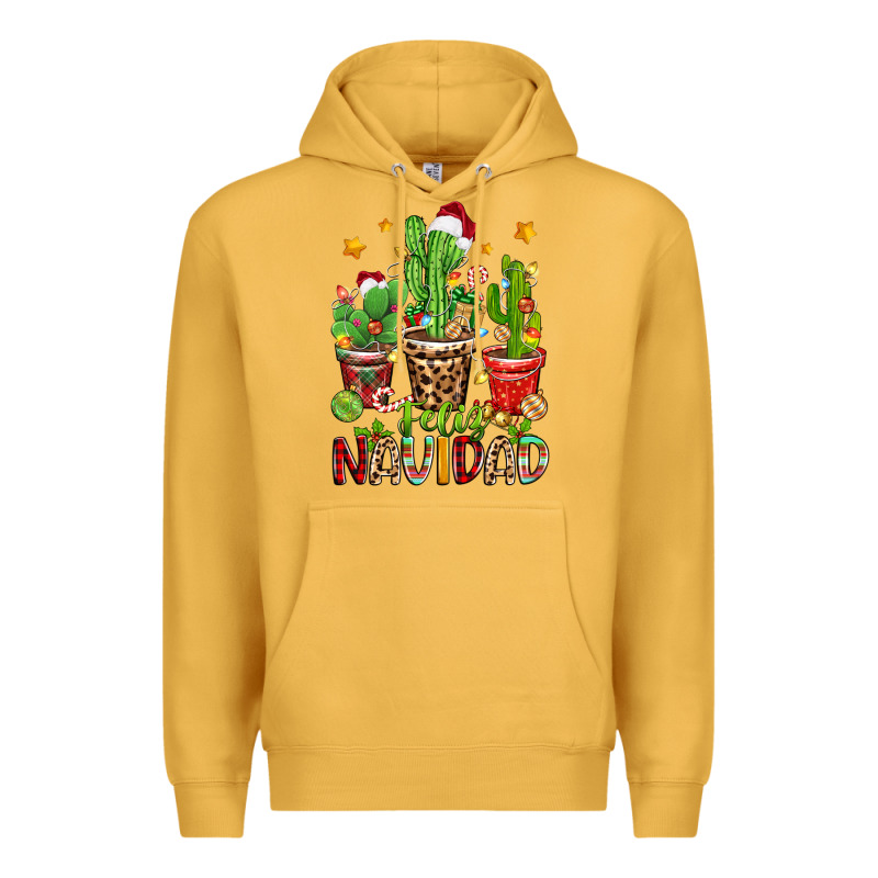 Christmas Cactus Feliz Navidad Premium Hoodie by Zillion Design Studio | Teevron