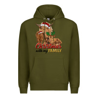 Army Green Cow and Calves Christmas with My Family Premium Hoodie - RanaPortraitStore
