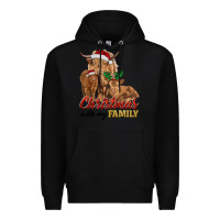 Black Cow and Calves Christmas with My Family Premium Hoodie - RanaPortraitStore