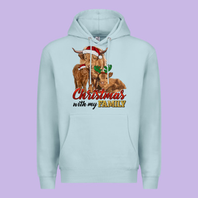 Premium Hoodie Cow and Calves Christmas with My Family