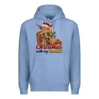 Colony Blue Cow and Calves Christmas with My Family Premium Hoodie - RanaPortraitStore