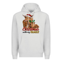 Dove Grey Cow and Calves Christmas with My Family Premium Hoodie - RanaPortraitStore