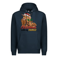 Navy Cow and Calves Christmas with My Family Premium Hoodie - RanaPortraitStore