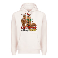 Pale Pink Cow and Calves Christmas with My Family Premium Hoodie - RanaPortraitStore
