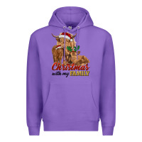 Purple Cow and Calves Christmas with My Family Premium Hoodie - RanaPortraitStore
