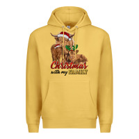 Antique Gold Cow and Calves Christmas with My Family Premium Hoodie - RanaPortraitStore