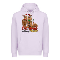 Lilac Cow and Calves Christmas with My Family Premium Hoodie - RanaPortraitStore