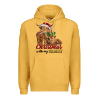 Mustard Cow and Calves Christmas with My Family Premium Hoodie - RanaPortraitStore