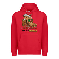 Red Cow and Calves Christmas with My Family Premium Hoodie - RanaPortraitStore