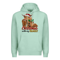 Seafoam Cow and Calves Christmas with My Family Premium Hoodie - RanaPortraitStore