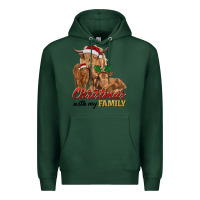 Sports Green Cow and Calves Christmas with My Family Premium Hoodie - RanaPortraitStore