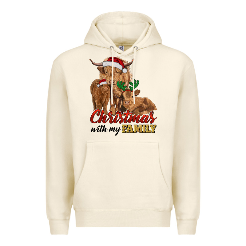 Cow And Calves Christmas With My Family Premium Hoodie by RanaPortraitStore | Teevron