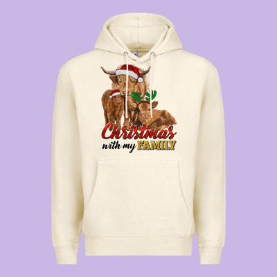 Premium Hoodie Cow and Calves Christmas with My Family