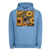Pigment Pebble Blue pug Urban Hoodie - Unal Design