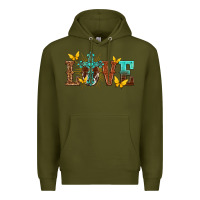 Army Green love with cross Premium Hoodie - texasbilliewilder