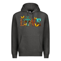 Charcoal Heather love with cross Premium Hoodie - texasbilliewilder