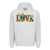 Dove Grey love with cross Premium Hoodie - texasbilliewilder