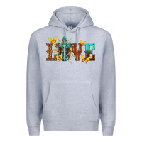 Heather Grey love with cross Premium Hoodie - texasbilliewilder