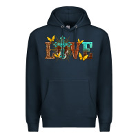 Navy love with cross Premium Hoodie - texasbilliewilder