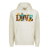 Oatmeal Heather love with cross Premium Hoodie - texasbilliewilder