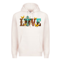 Pale Pink love with cross Premium Hoodie - texasbilliewilder